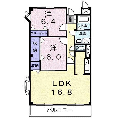 グランド・メール(2LDK/2階)の間取り写真