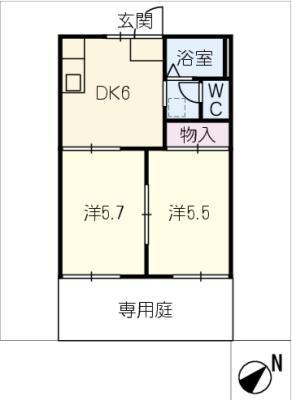 ジュネス壽C棟(2DK/1階)の間取り写真