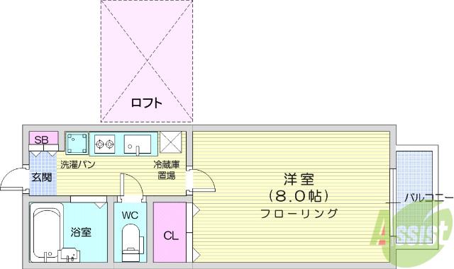 クレセール南吉成弐番館(1K/2階)の間取り写真