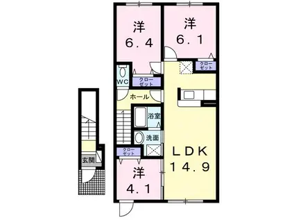 ジェルメ スュド(3LDK/2階)の間取り写真