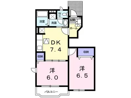 トゥー・ル・モンドB(2DK/1階)の間取り写真