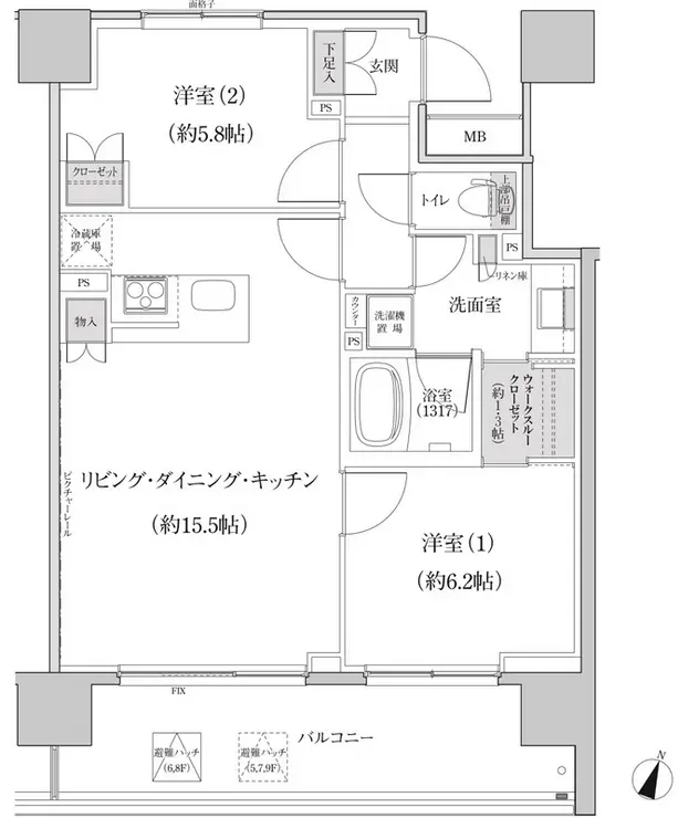 パークハビオ渋谷本町レジデンス 5階階 間取り