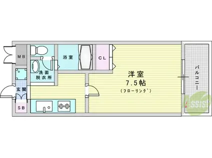 ルミエール新大阪(1K/9階)の間取り写真