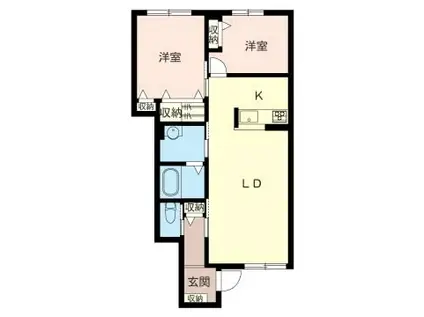 オーブI(2LDK/1階)の間取り写真