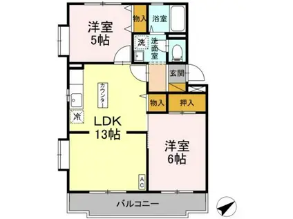 ドミトリー西船(2LDK/2階)の間取り写真
