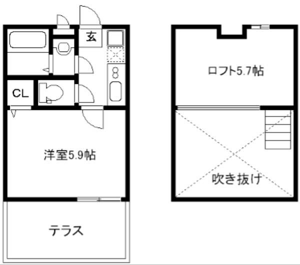 ロフティ四条大宮(1K/1階)の間取り写真