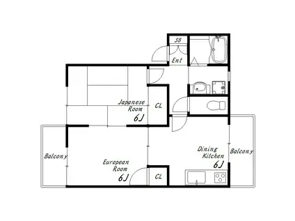 フレグランス本多聞C棟(2DK/1階)の間取り写真