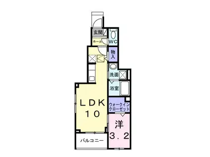 セレソ シティ 八ヶ崎(1LDK/1階)の間取り写真