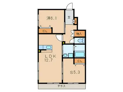 ボヌールM I(1LDK/1階)の間取り写真