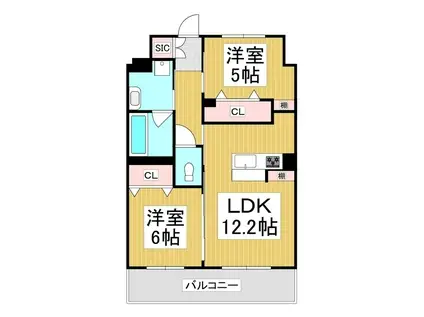 コンフォーティア広丘吉田III A棟(2LDK/8階)の間取り写真