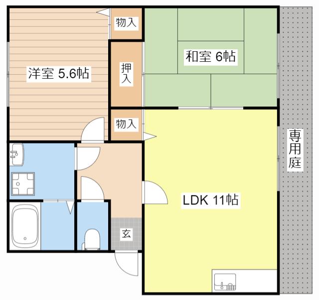 ロイヤルフィーノ(2LDK/1階)の間取り写真