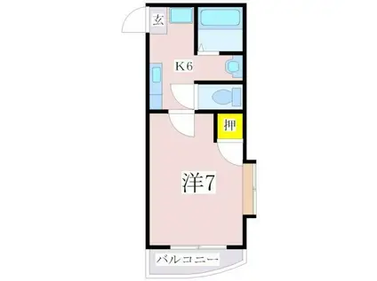 ルーミナスE棟(1K/1階)の間取り写真