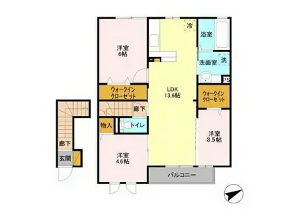 パークドオートムE棟(3LDK/2階)の間取り写真