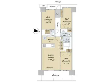 ジオ板橋大山(3LDK/9階)の間取り写真