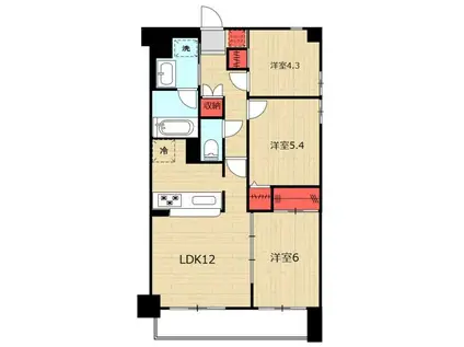 ウィンベルコーラス吉川(3LDK/6階)の間取り写真