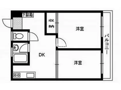 メゾン・イセザキ(2LDK/9階)の間取り写真