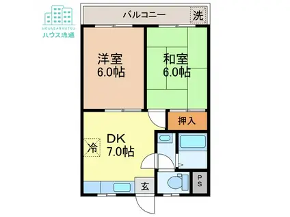 川平インターマンション(2DK/3階)の間取り写真