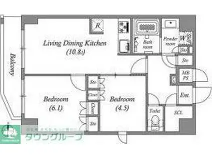 GRAN PASEO本所吾妻橋(2LDK/7階)の間取り写真