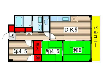 エクセルハイム海宝(3DK/3階)の間取り写真