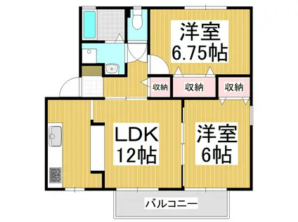 セジュール宮嶋B(2LDK/1階)の間取り写真