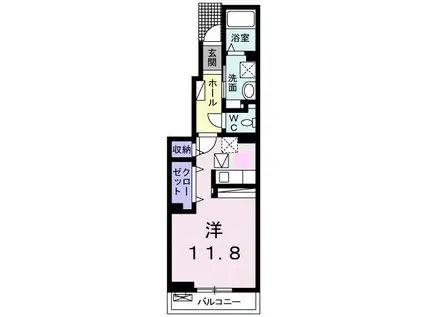 ディアコート桜II(ワンルーム/1階)の間取り写真