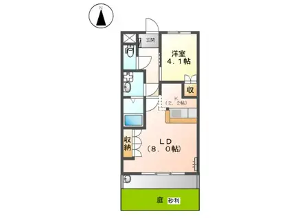 WISTERIA VILLAGE(1LDK/1階)の間取り写真