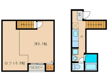 ポラリスヤナセII(1K/2階)の間取り写真
