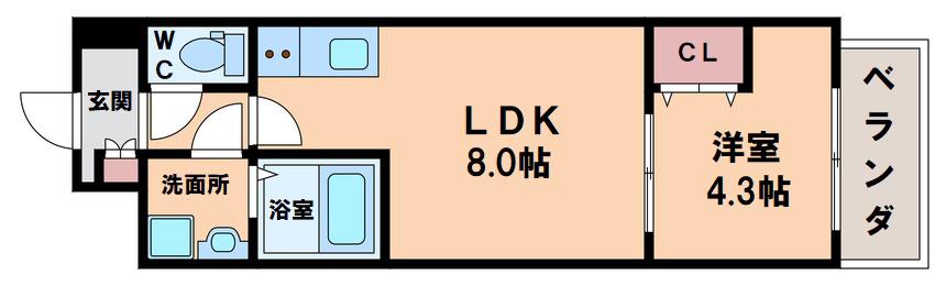 JINO花園町(1LDK/5階)の間取り写真