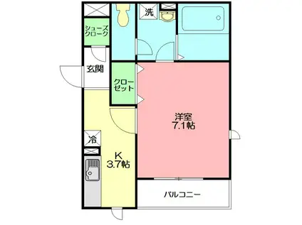 ラ フェリーチェ湘南(1K/3階)の間取り写真