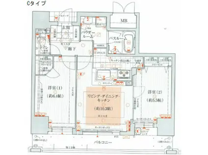 エステムプラザ神戸元町・海岸通(2LDK/6階)の間取り写真