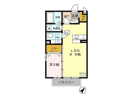 トレゾア(1LDK/1階)の間取り写真