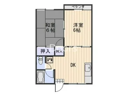 フェリス大安寺(2DK/2階)の間取り写真