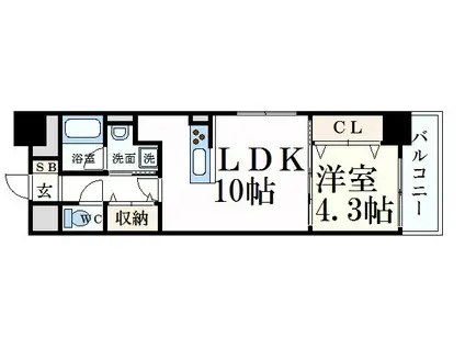 MISTRAL姫路駅前(1LDK/3階)の間取り写真