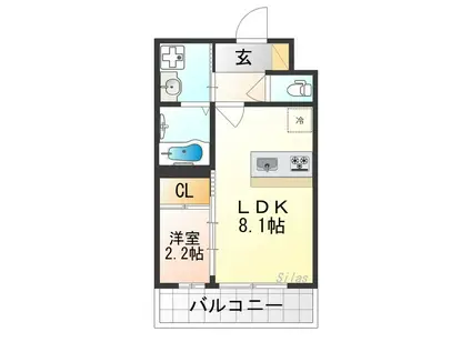 アドバンス京都リエートII(1LDK/5階)の間取り写真