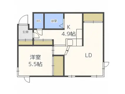 アーブ円山(1LDK/2階)の間取り写真