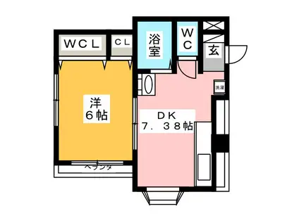 ベルビアンカ(1DK/2階)の間取り写真