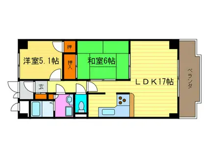 ヒルフローラルハイツ(2LDK/3階)の間取り写真