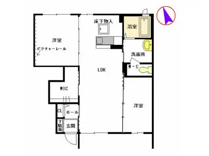 ウェルシーII(2LDK/1階)の間取り写真