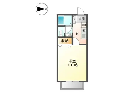 ソレイユ光(1K/2階)の間取り写真