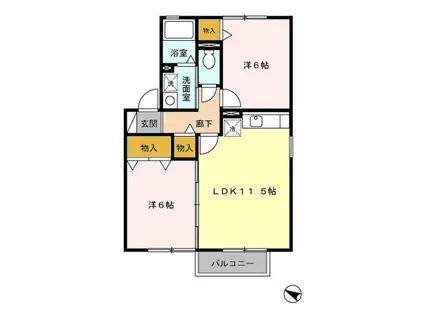 コスモスハイム III(2LDK/2階)の間取り写真