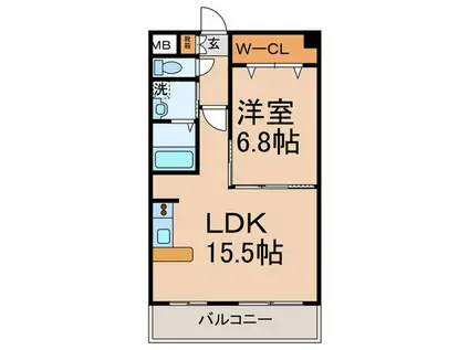 ロイヤル覚王山(1LDK/2階)の間取り写真
