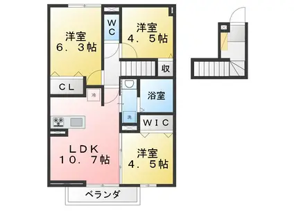 D-ROOM石神井台4丁目PJ A棟・B棟(3LDK/2階)の間取り写真