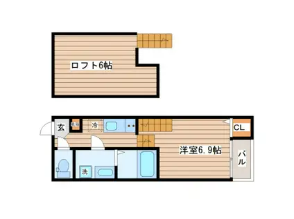 EST CASA(1K/2階)の間取り写真