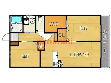 グレイスコート東太田A(2LDK/1階)の間取り写真