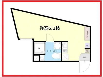 エムアイ6(ワンルーム/3階)の間取り写真