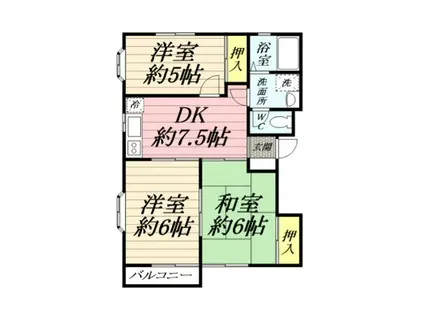 ハイツグリーンヒル(3DK/1階)の間取り写真