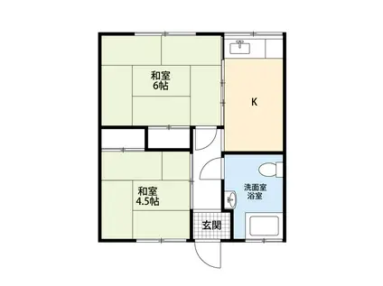 渥美荘(2DK/1階)の間取り写真