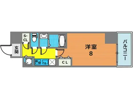 アドバンス三宮パルマ(1K/13階)の間取り写真