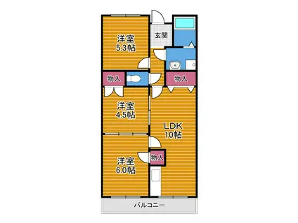 ベルベ田中(3LDK/2階)の間取り写真