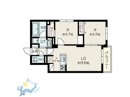 プエンテ発寒(2LDK/1階)の間取り写真